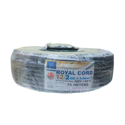 Boston Royal Cord AWG 12 2 Core Electrical Wire Roll, 75 Meters for Flexible Wiring Solutions