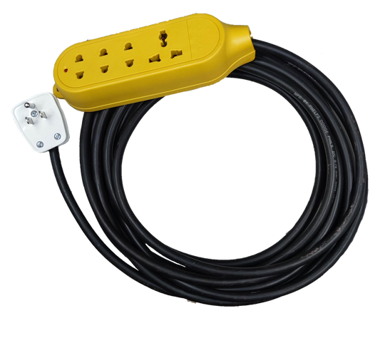 Yellow Royal Cord Bull GNTP-C5 extension power strip with multiple outlets and long black cord