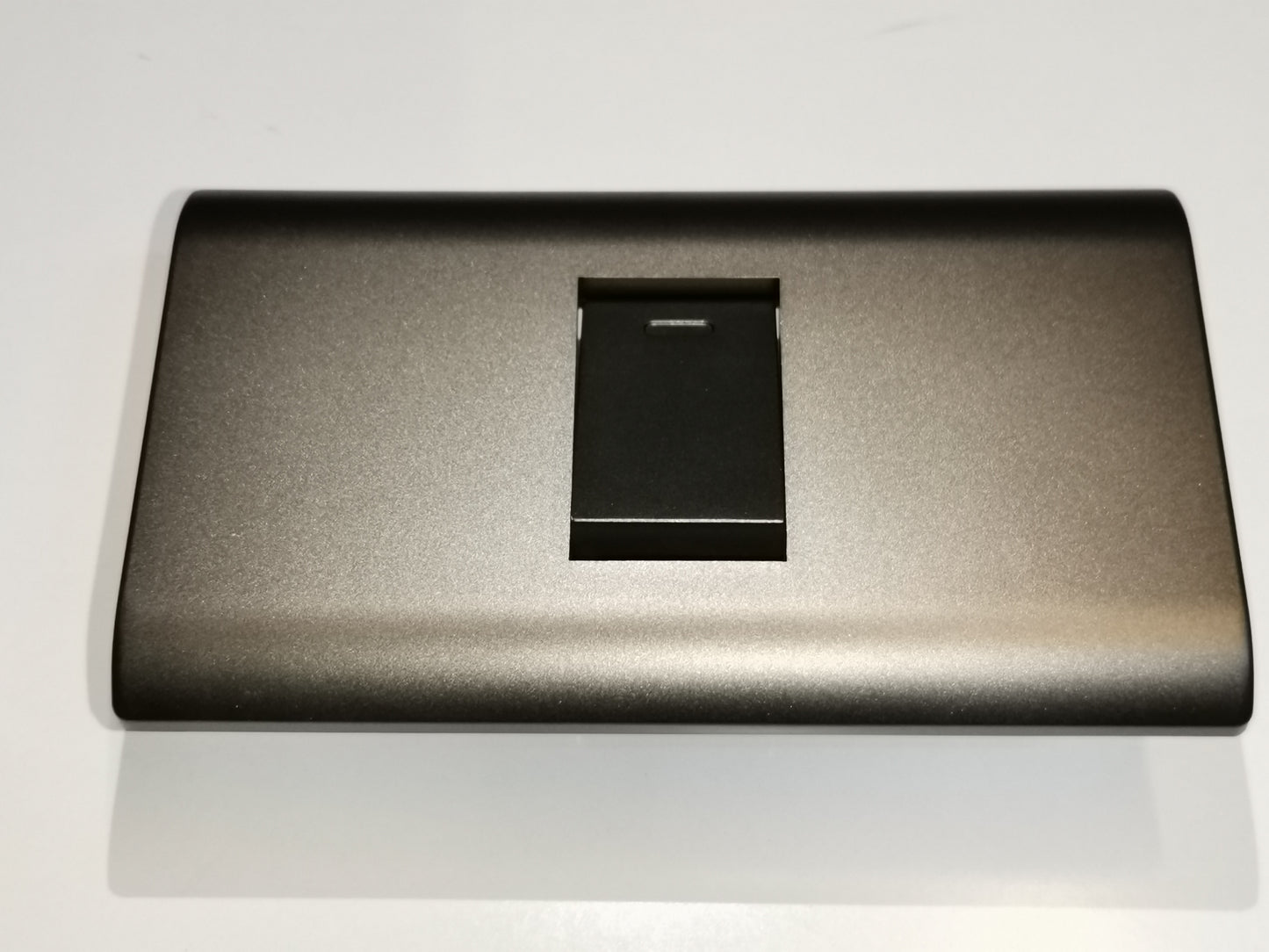 Royu 1 Way Switch with Plate Dark Gray 16A 250V. Single rocker switch on a sleek rectangular dark gray plate for home lighting