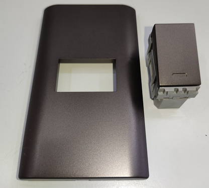 Royu 1 gang 3 way switch with dark brown cover plate for power points and switches