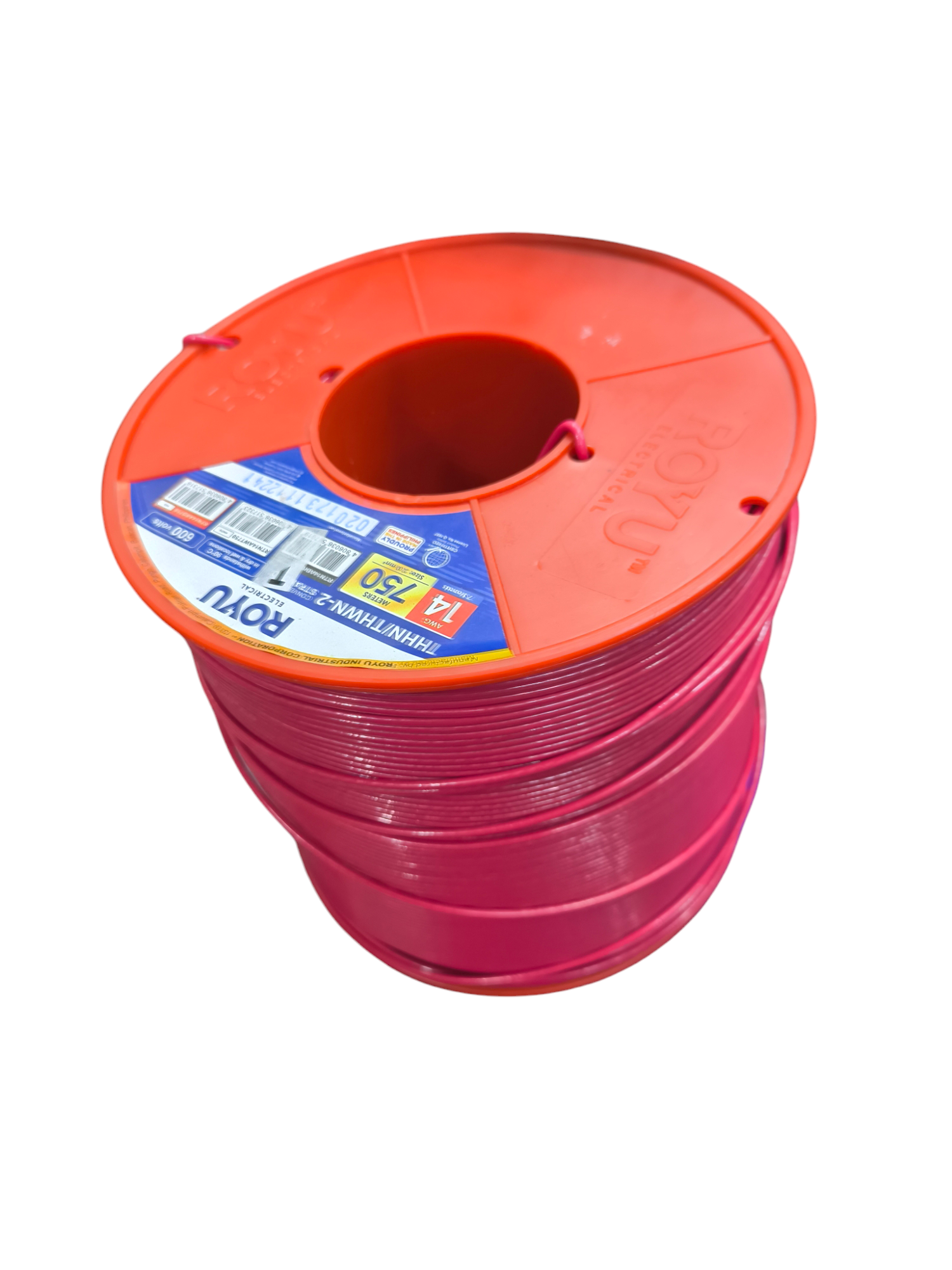 Royu 2.0mm stranded wire 100m in bright pink color on a spool for electrical projects