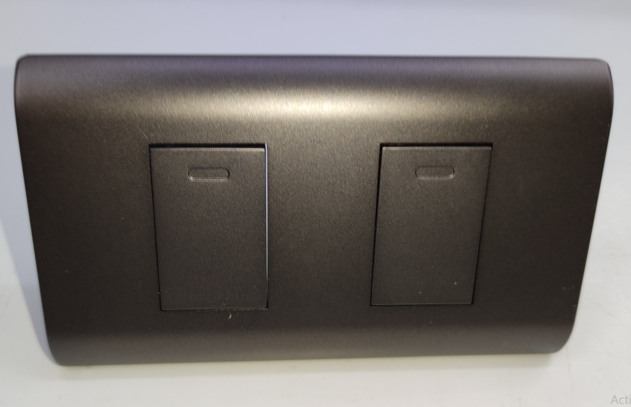 Royu 2 gang 3 way switch in sleek black finish for controlling two circuits independently