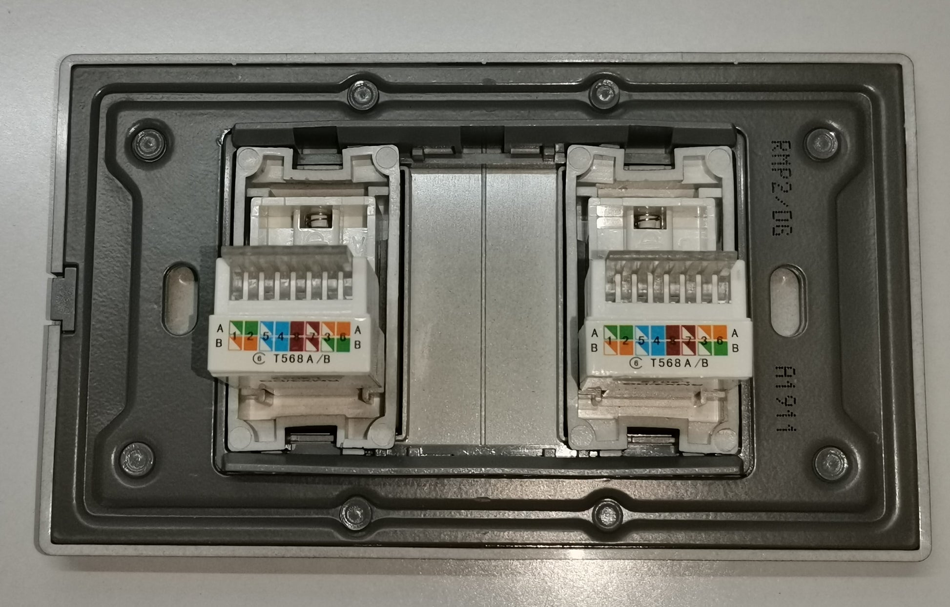 Royu 2 Gang LAN Outlet with Plate showing dual network cable connectors for wired internet setup