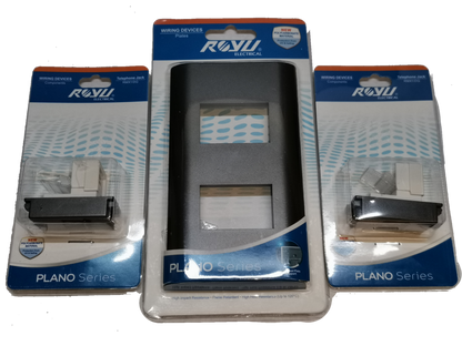 Royu 2 gang telephone outlet with wiring devices in Plano Series packaging for easy installation