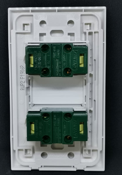Royu 2 gang universal outlet electrical circuitry part with white frame and green connectors