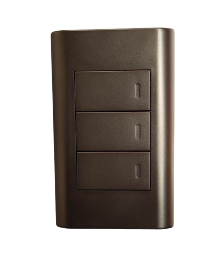 Royu 3 gang 1 way switch in dark brown with sleek rectangular design for home power control