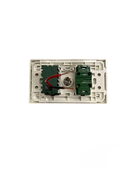 Royu 3 Gang 2 Port USB 2100mAh 5VDC white wall plate interior showing PCBs red wire and metal coax connector