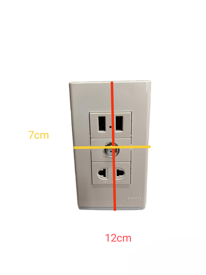 Royu wall power outlet 3 Gang 2 Port USB 2100mAh 5VDC with two USB ports and universal sockets