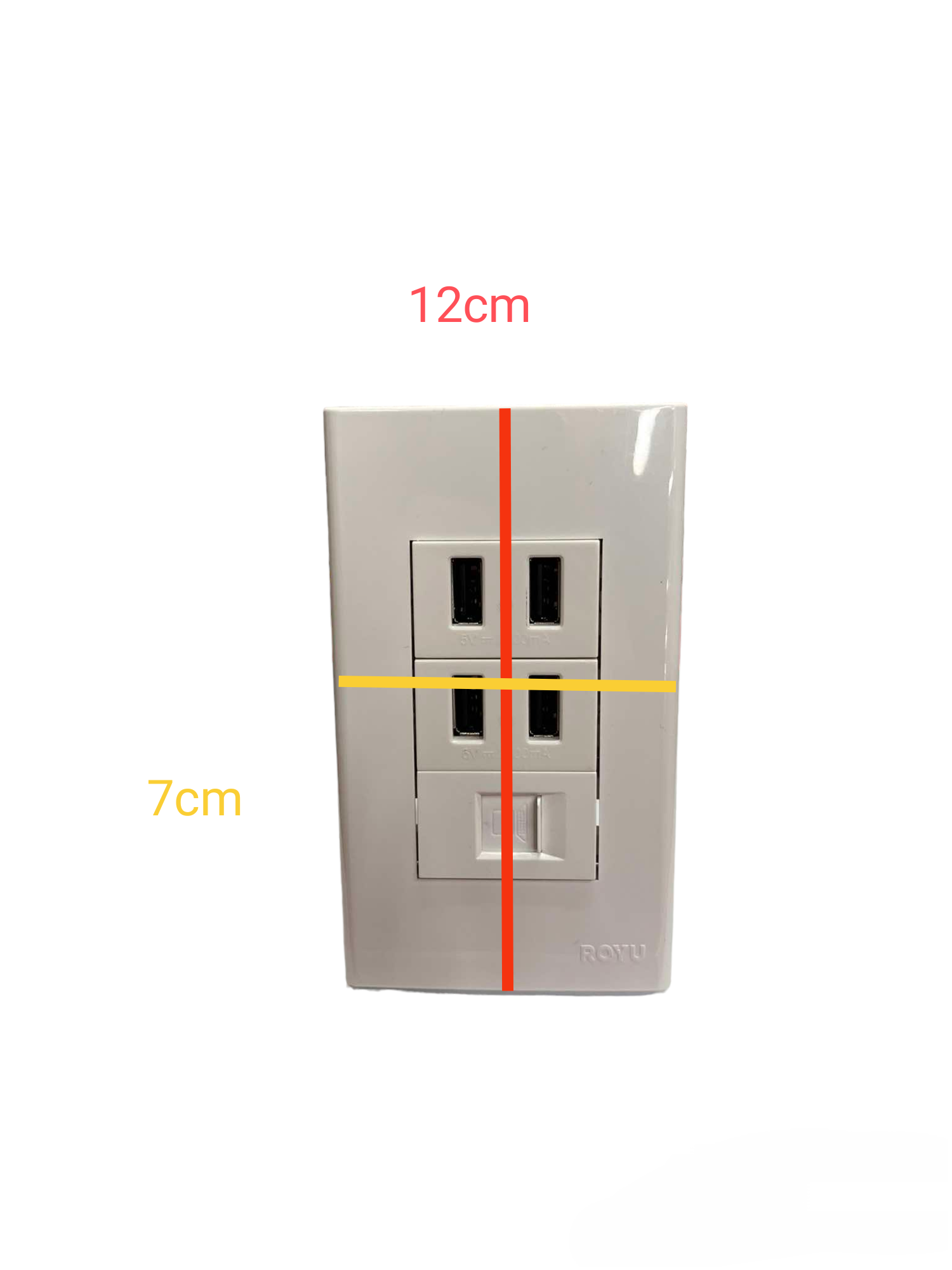 Royu 3 gang USB outlet 2100mAh with three power sockets and built-in USB ports for convenient charging