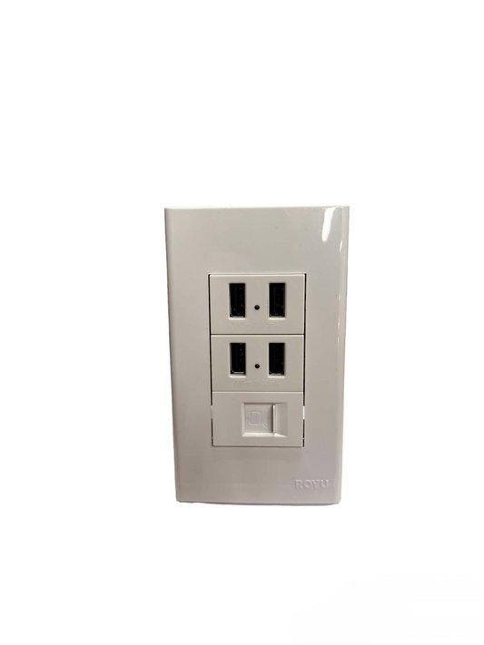 Royu 3 gang USB outlet 2100mAh with two USB ports and dual power sockets for efficient charging