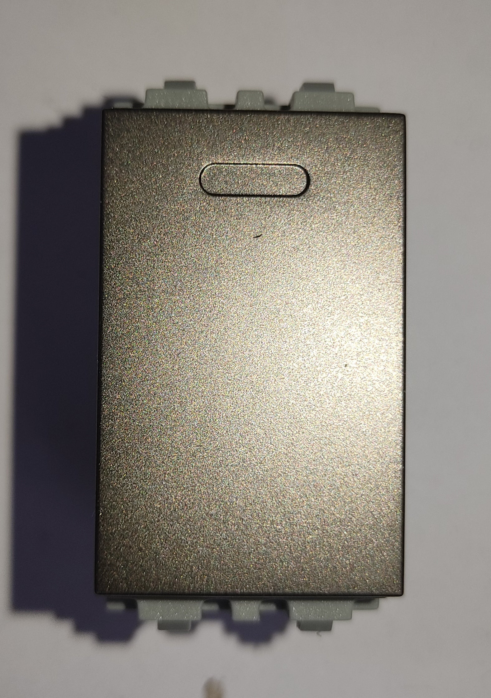 Royu 3 Way Switch Device Dark Gray rectangular module with oval push button and mounting clips