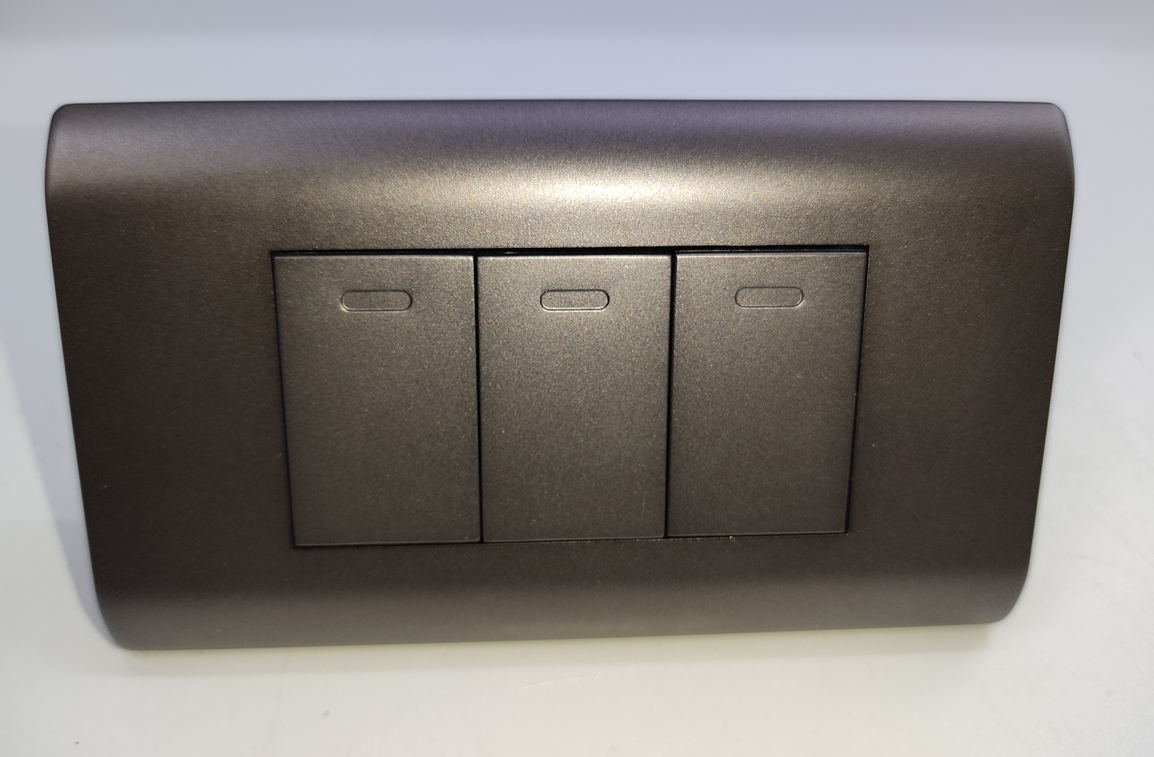 Royu 3 Way Switch with Plate Dark Gray Plano three gang rocker switch plate in matte dark gray