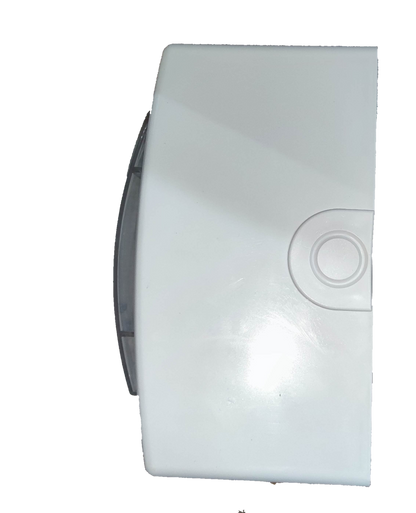 Royu white plastic electrical enclosure with front latch for 32A Circuit Breaker 220V 6KIAC shown from top