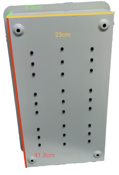 Royu 6x6 two pole plug in panel box white electrical circuitry part with measurement markings