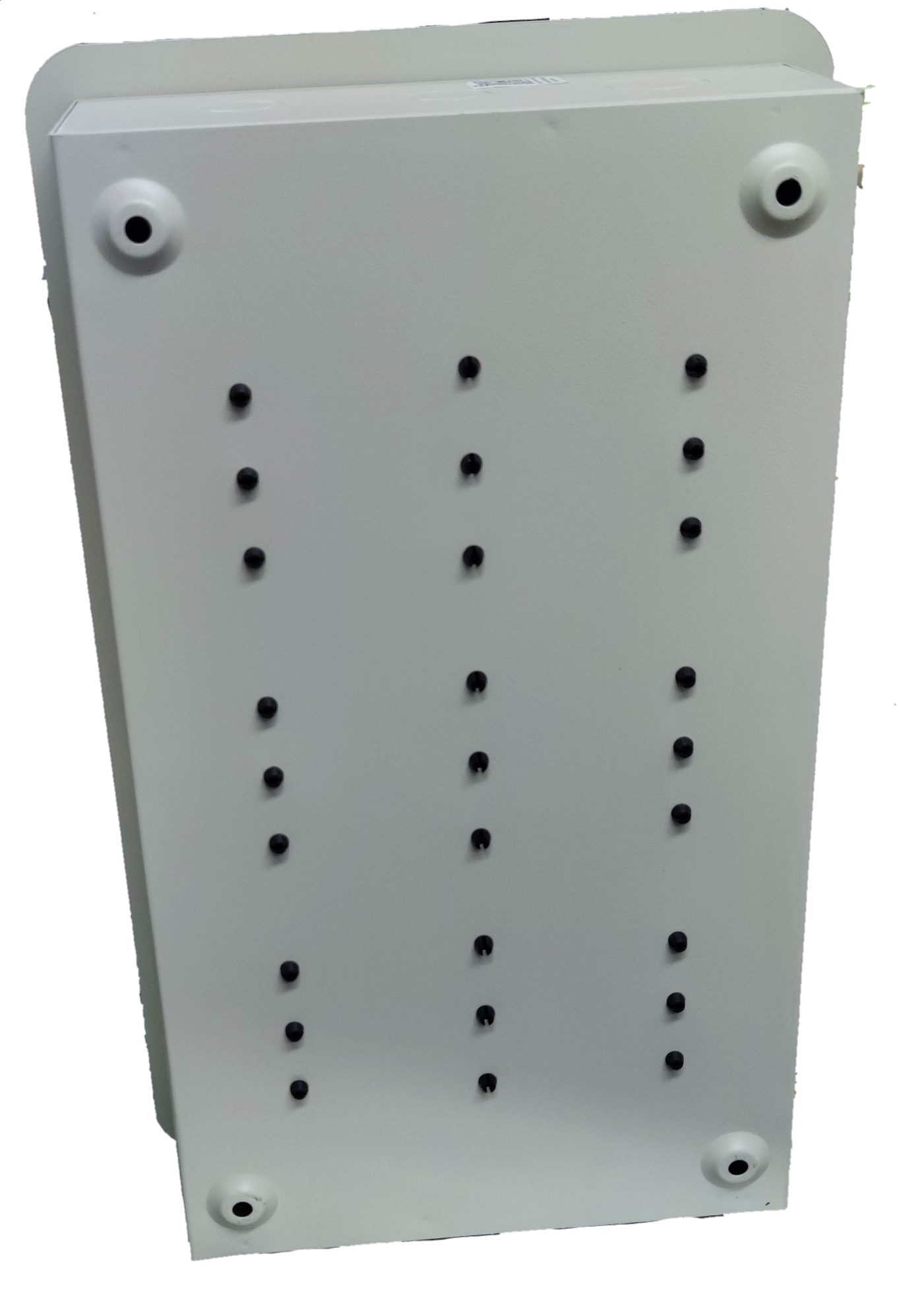 Royu 6x6 two pole plug in panel box in white with multiple mounting holes for electrical circuitry