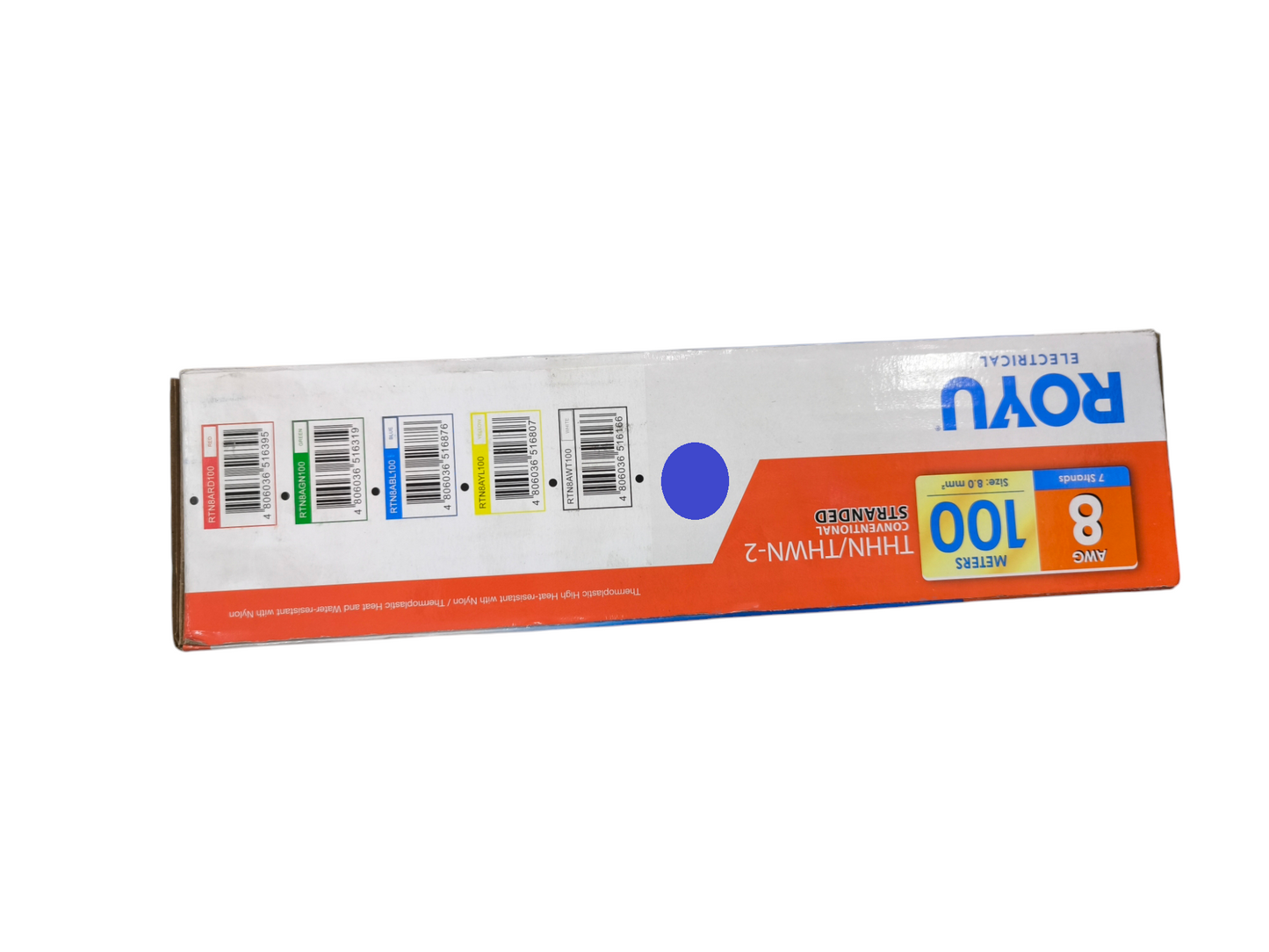 Royu 8mm THHN Wire AWG 8 - Blue 1M packaged in a sleek box for easy storage and use