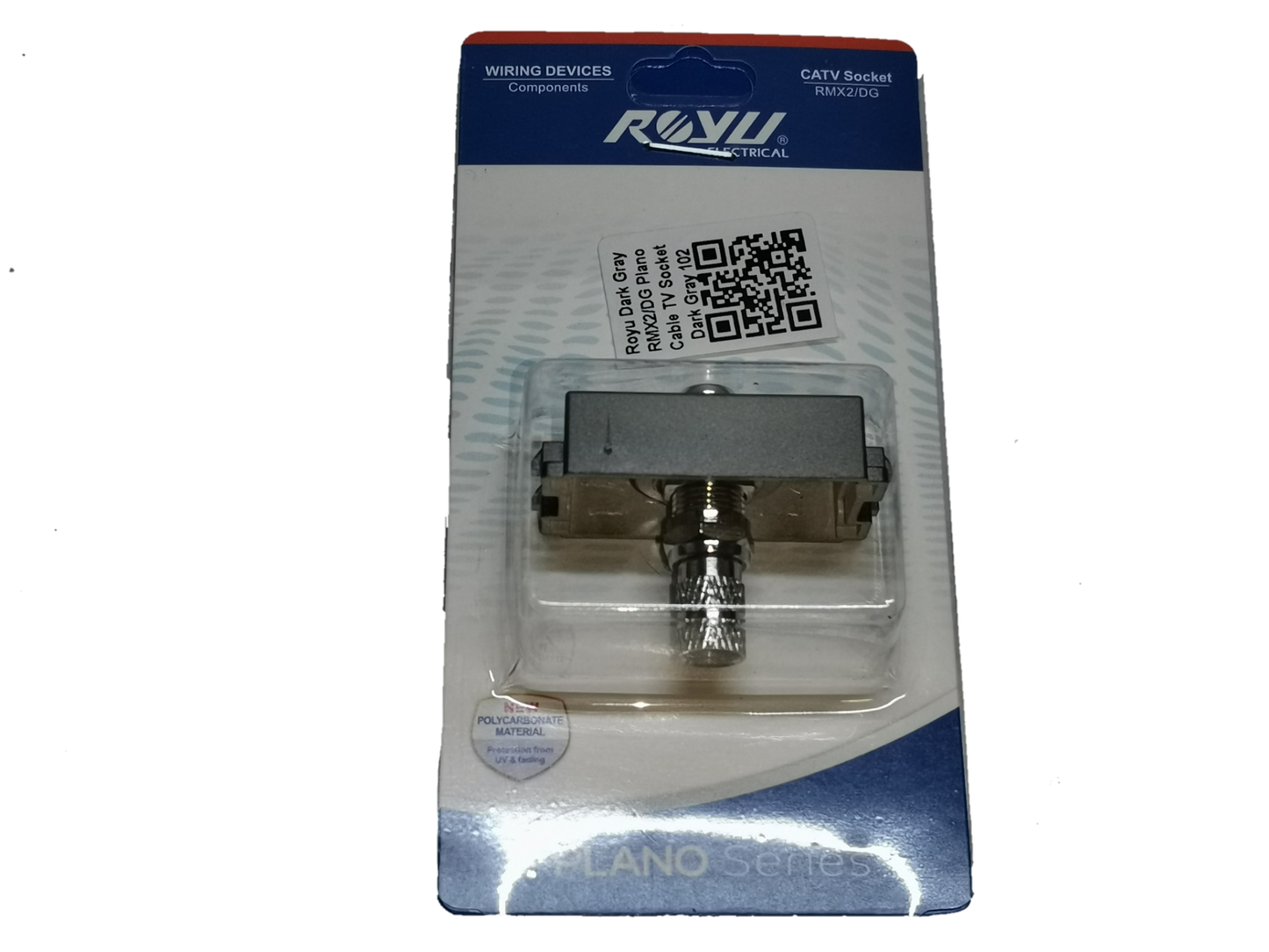 Electx Electrical Supply Cable TV Outlet Dark Gray Royu wiring device in retail packaging