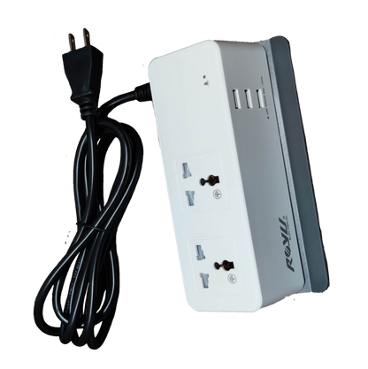 Royu Desk Extension Cord with 2 Gang power outlets and USB ports for multiple device charging
