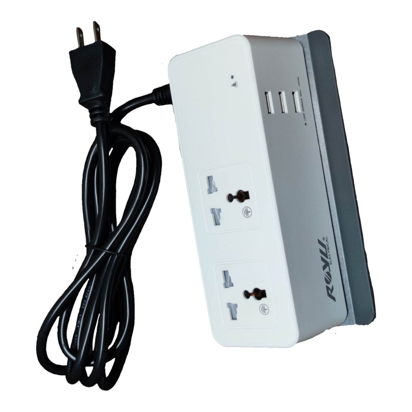 Royu Desk Extension Cord with 2 Gang Universal Outlet 10A 250V & 3 Gang USB Port 5V 2.4 A REDEC432/W