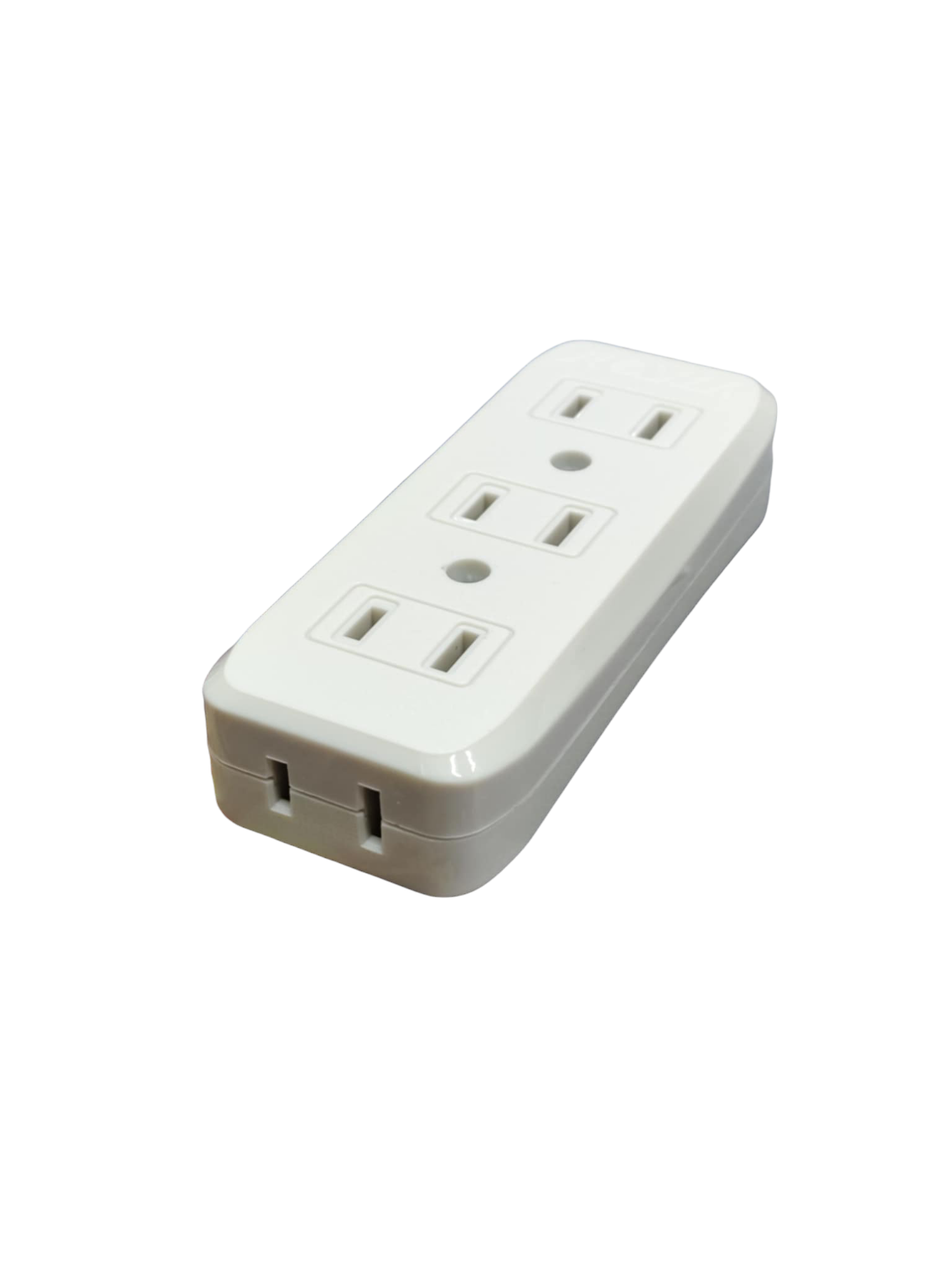Royu 3 gang flat pin outlet white compact inline power adapter with three flat pin sockets for home and travel use