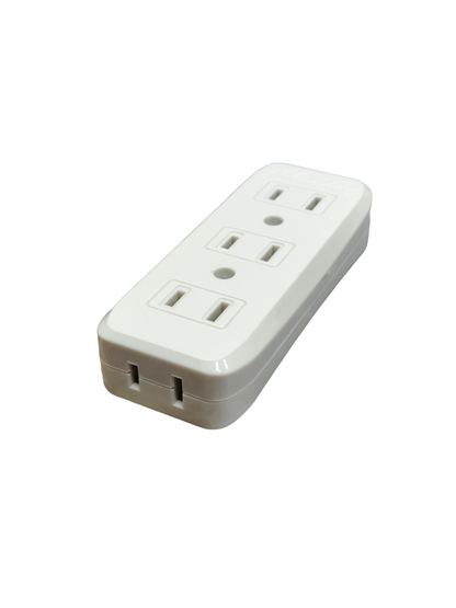 Royu 3 gang flat pin outlet white compact inline power adapter with three flat pin sockets for home and travel use