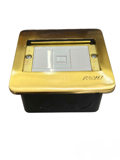Royu Floor Outlet 1 Gang LAN Outlet with brass cover for network connectivity and power points