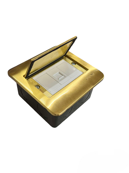 Royu Floor Outlet 1 Gang LAN Outlet with brass cover and hinged lid for floor installation