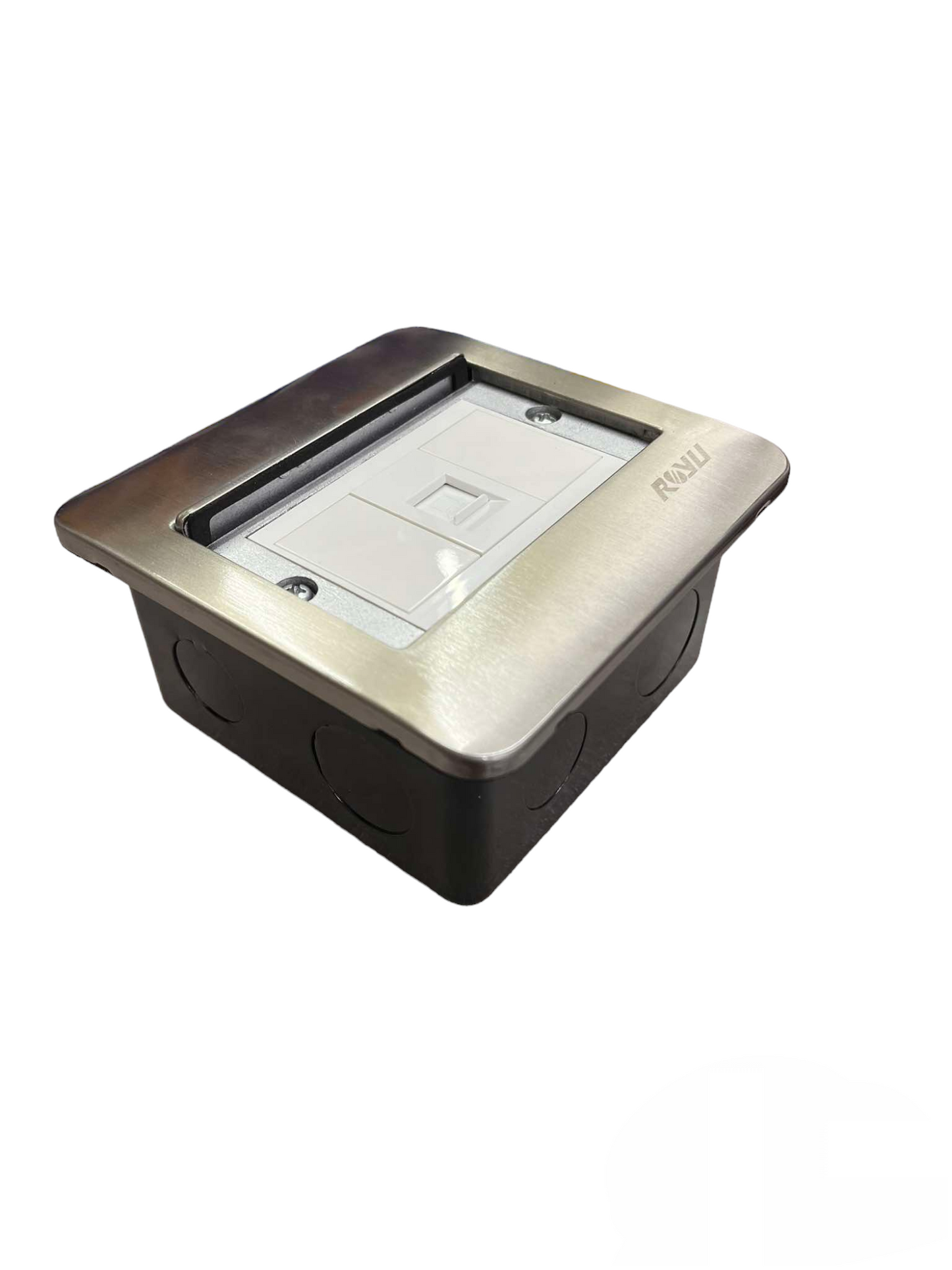 Royu Floor Outlet 1 Gang LAN Outlet with stainless steel frame and white port cover