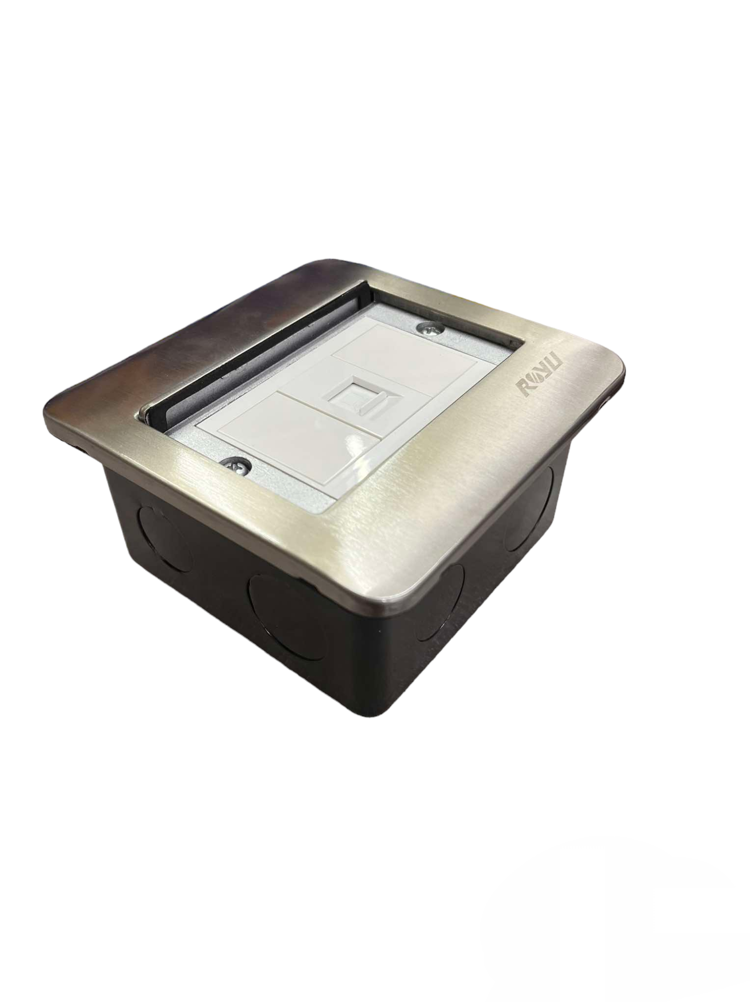 Royu Floor Outlet 1 Gang LAN Outlet with stainless steel frame and white port cover