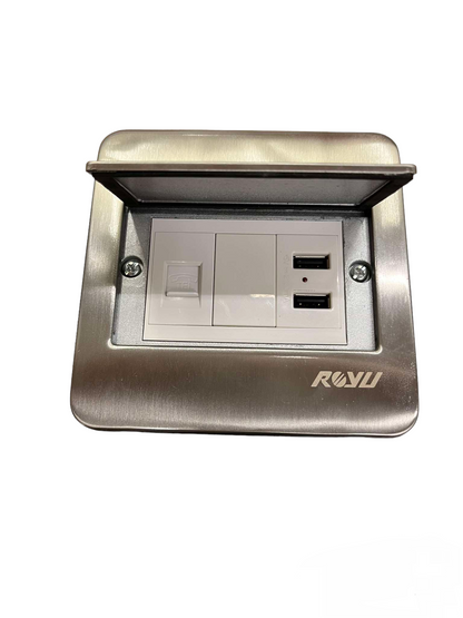 Royu Floor Outlet 2 Port USB Outlet 2100mAh with metal cover and dual USB ports