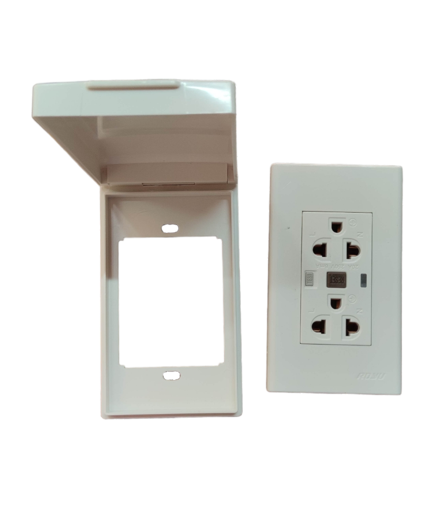 Royu GFCI outlet 20A 220V white power socket with protective cover and dual universal plug ports
