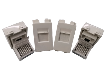 White Royu LAN Outlet RWX3 modular network connectors and wall plates for wiring setups