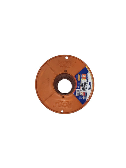 Local brand large spool for wire or other thread in brown plastic for tool storage and shelving