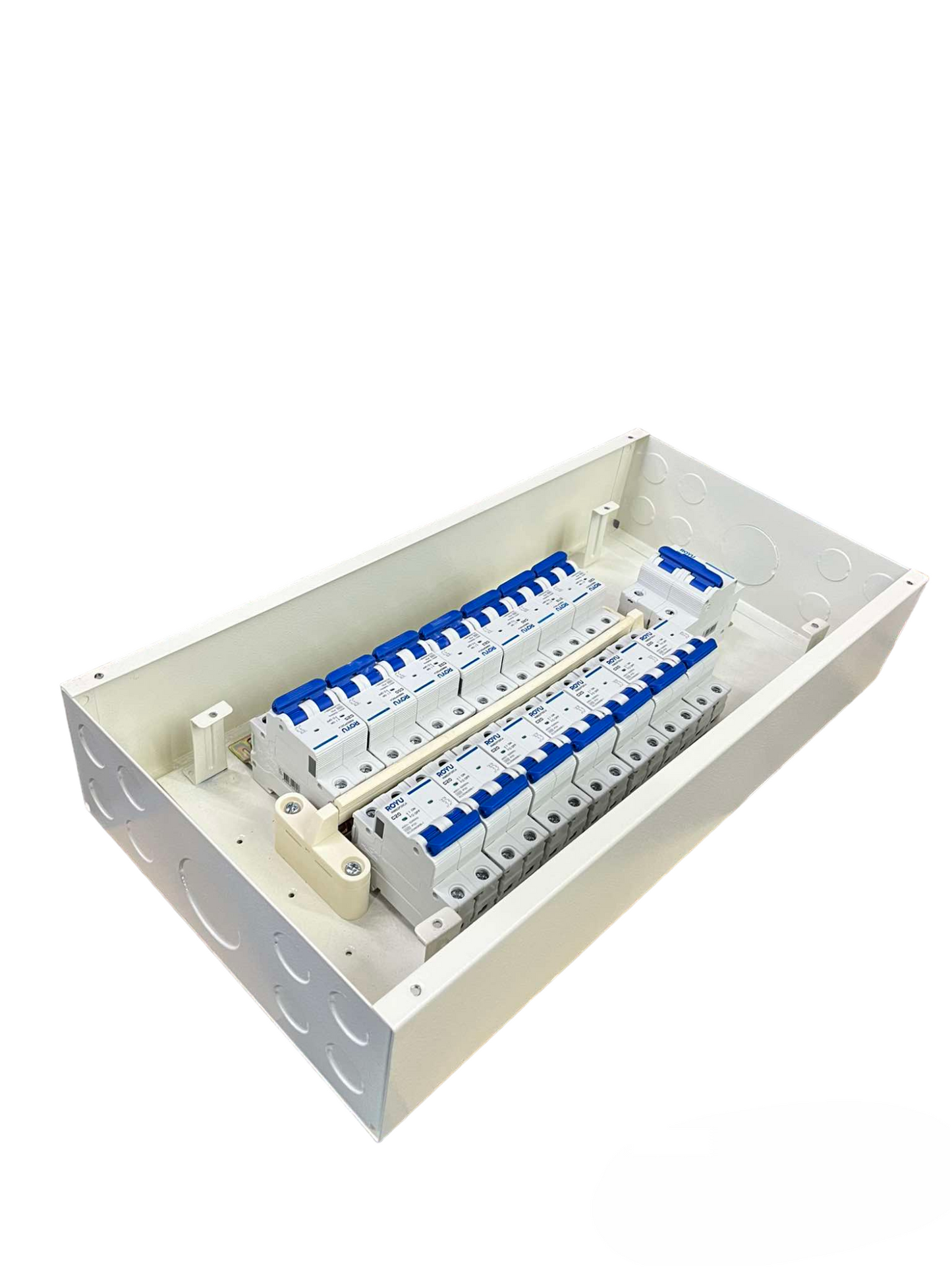 Royu Himel Koten Panel Board 125A 2Pole Main Miniature electrical circuitry and parts in white casing