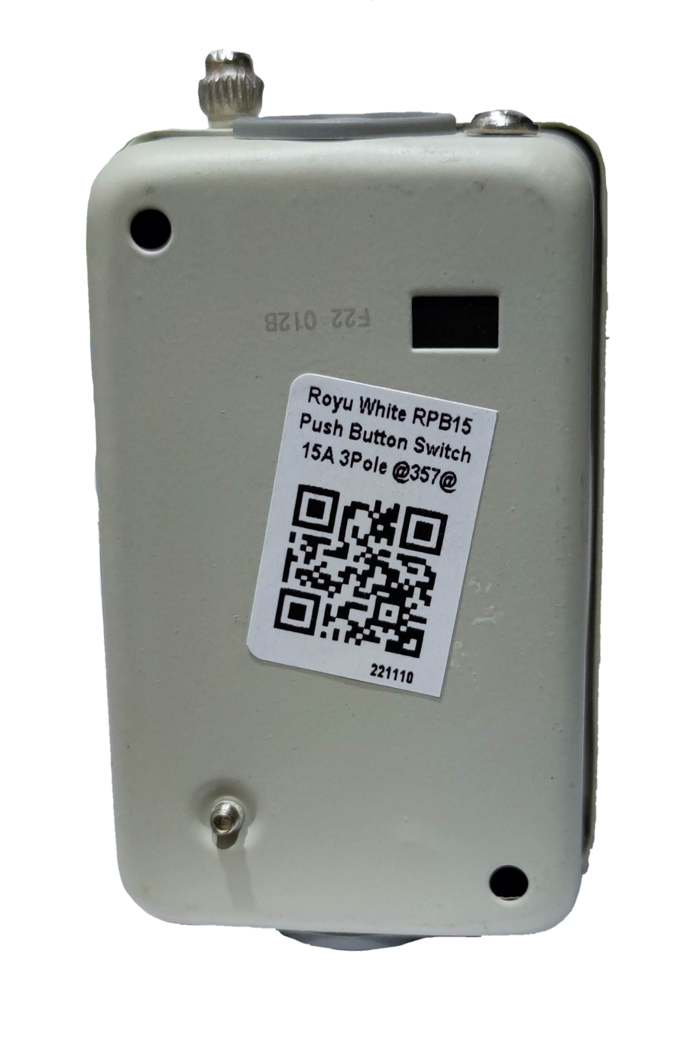 Royu Push Button Switch 15A 250V 3 Pole white rectangular electrical switch with QR code label