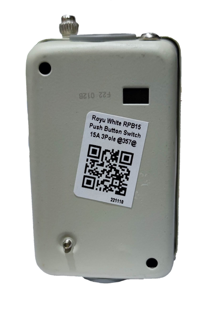 Royu Push Button Switch 15A 250V 3 Pole white rectangular electrical switch with QR code label