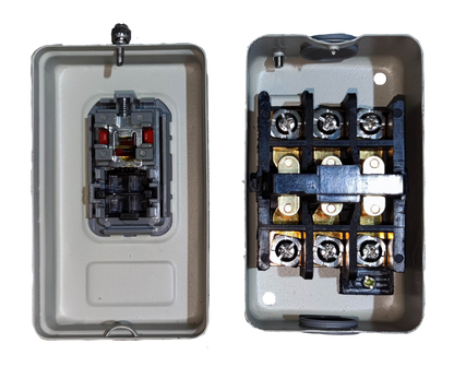Royu Push Button Switch 30A 250V 3 Pole showing internal wiring and contact components