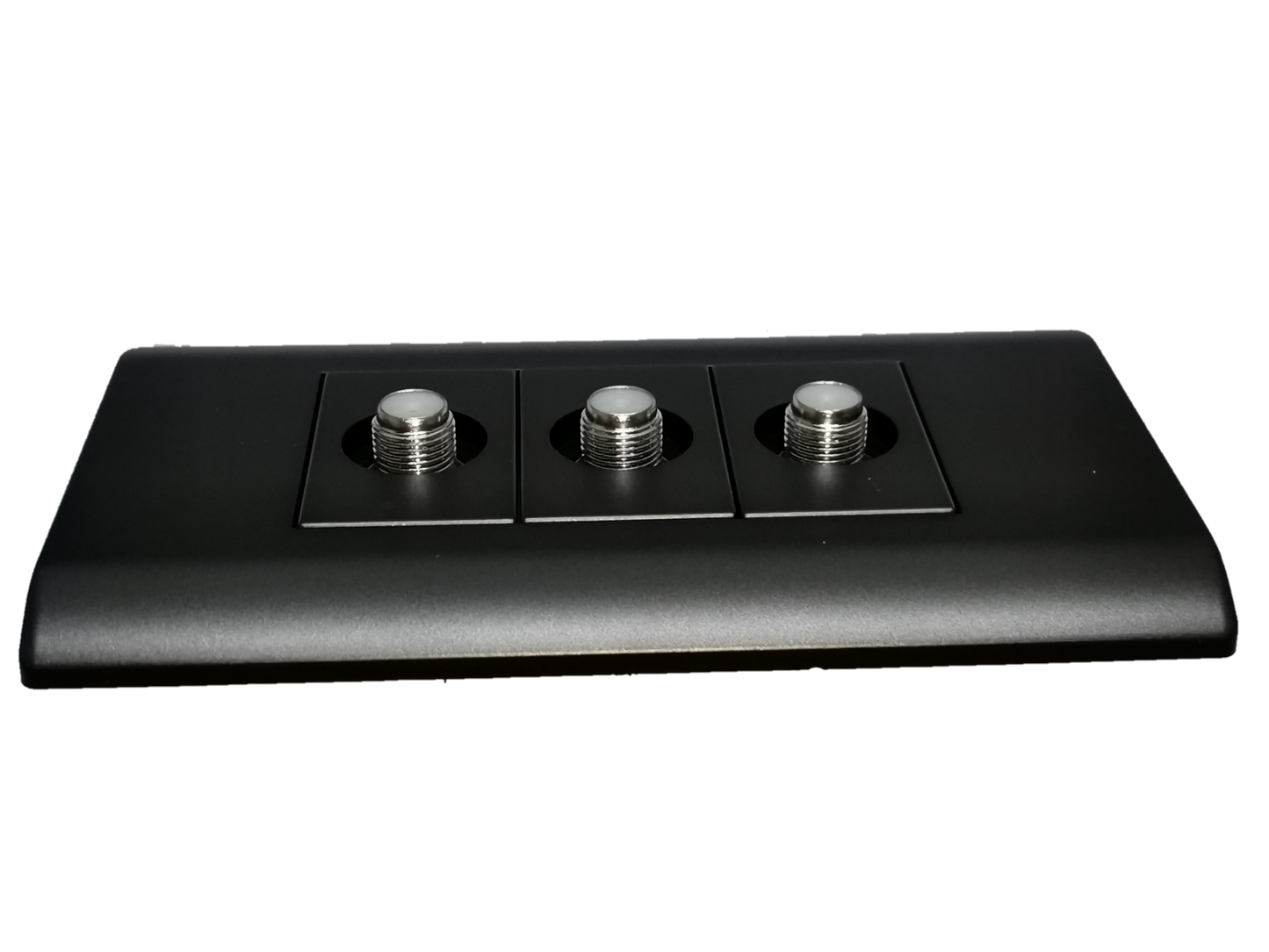 Royu 3 gang cable TV outlet matte black faceplate with three coax connectors for TV and radio