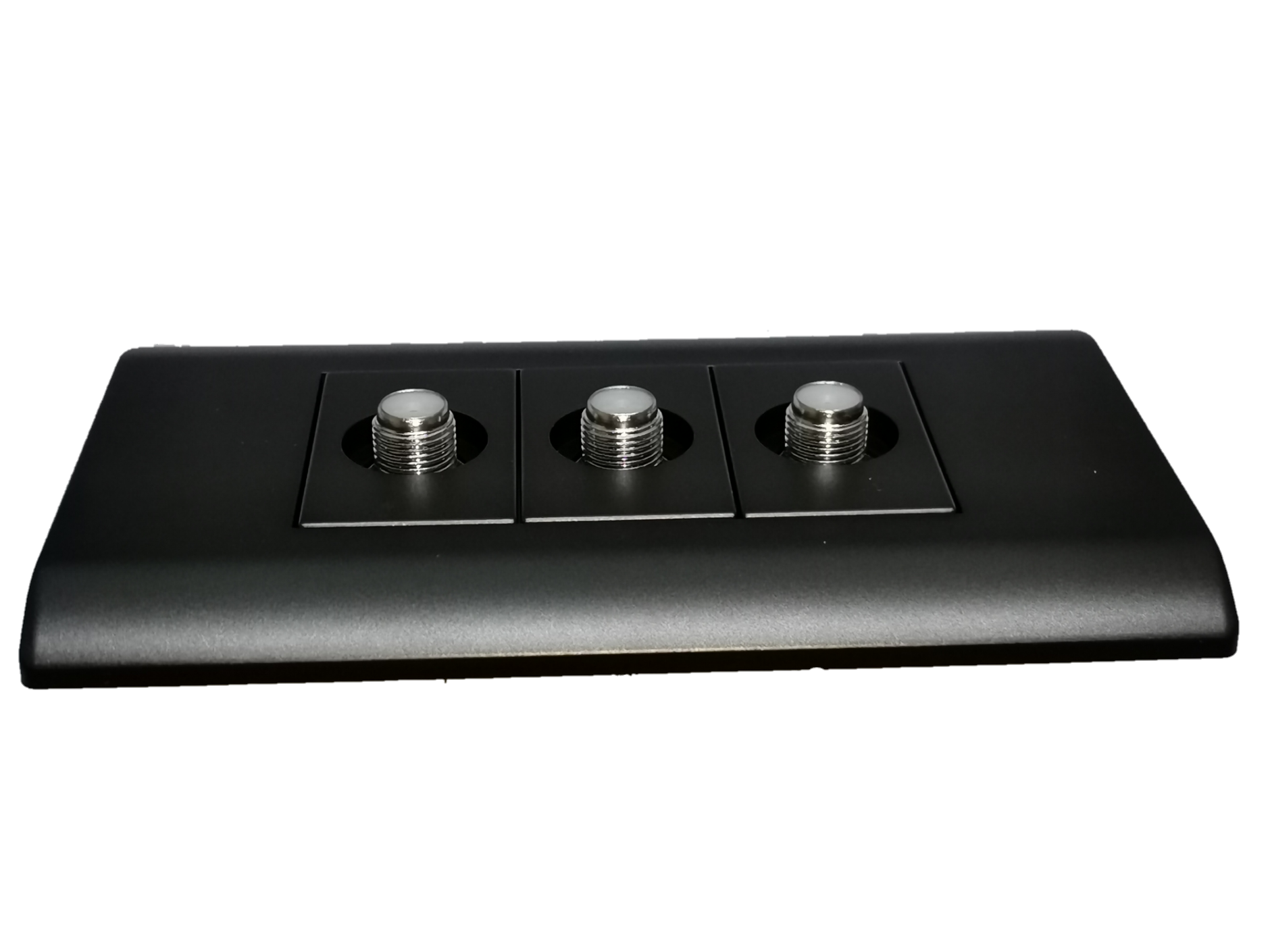 Royu 3 gang cable TV outlet matte black faceplate with three coax connectors for TV and radio