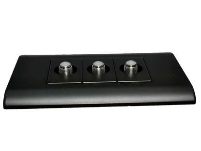 Royu 3 gang cable TV outlet matte black faceplate with three coax connectors for TV and radio