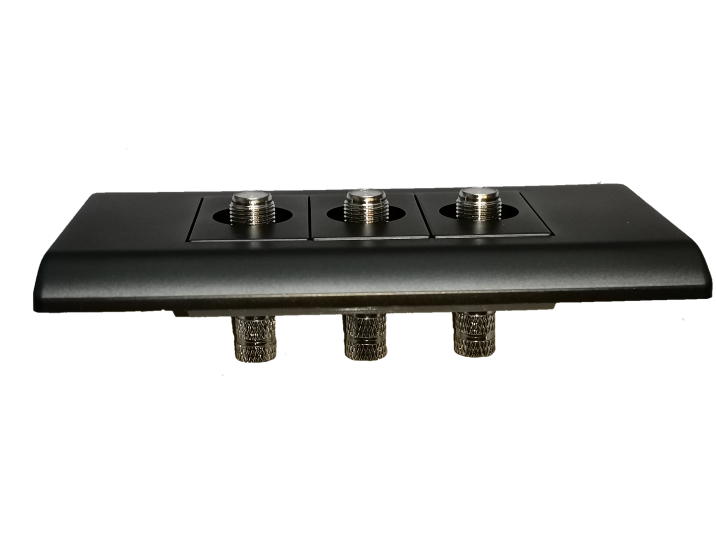 Royu 3 gang cable TV outlet matte black wall plate with three coax F connectors for TV and cable connections