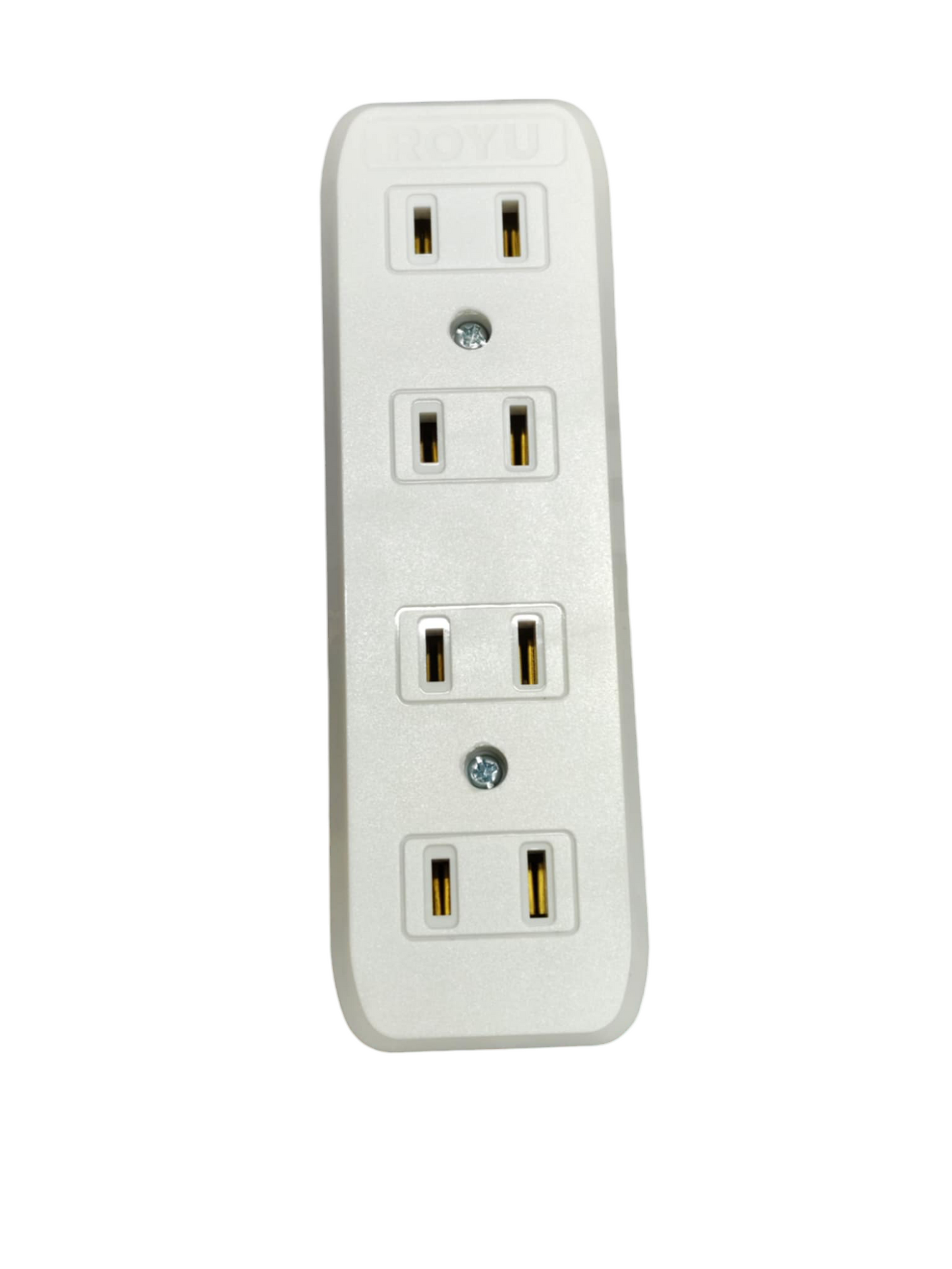 Royu 4 gang flat pin outlet white vertical power strip with four sockets and wall mounting holes