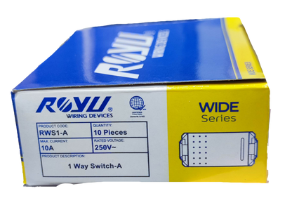 Royu RWS1-A switch 10 pack with 1 way switch 10A max current and 250V rating by Electx Electrical Supply