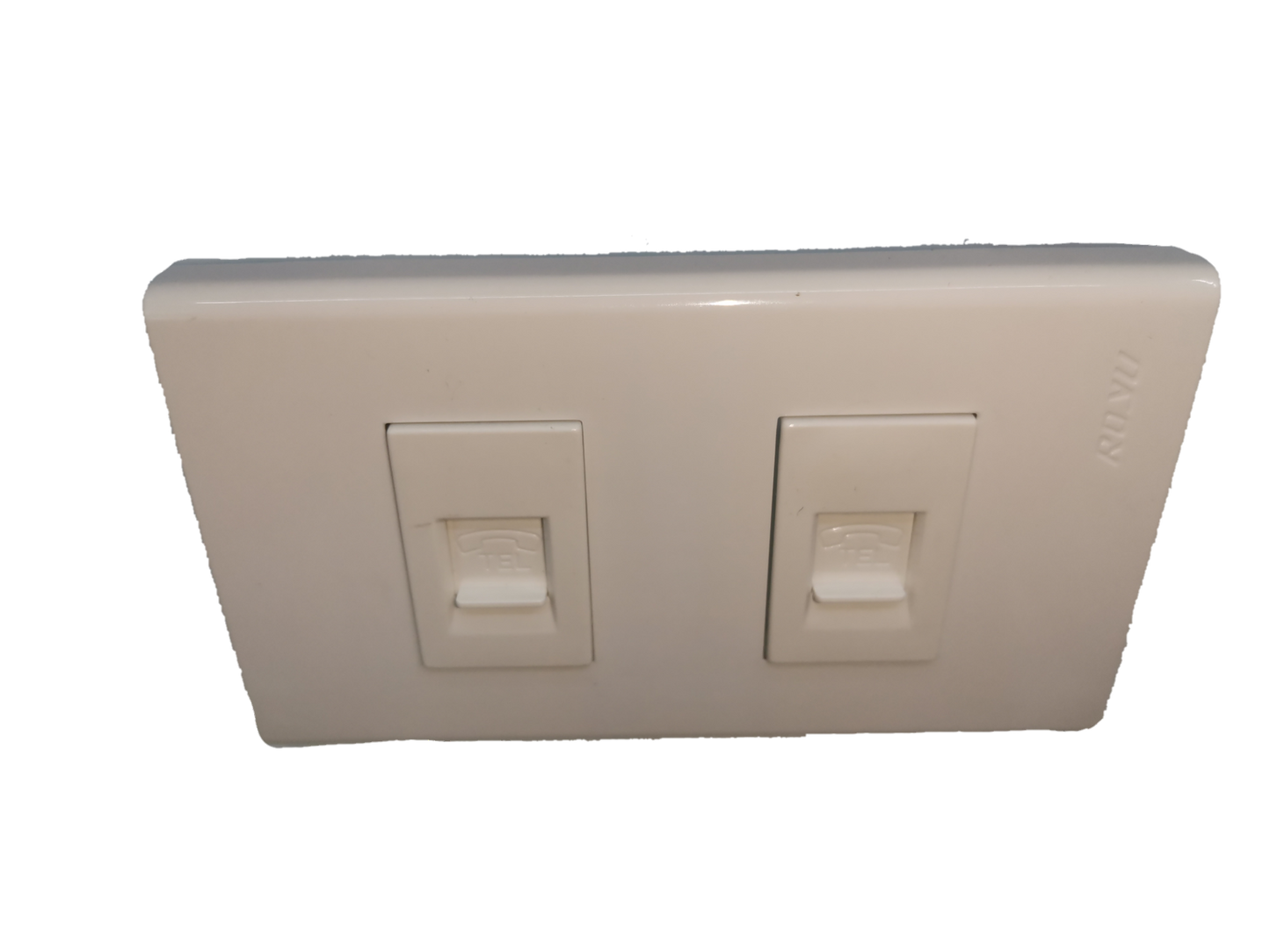 Royu Telephone Outlet 2 Gang white dual port wall plate for telephone connections