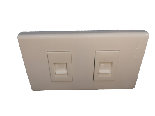 Royu Telephone Outlet 2 Gang white dual port wall plate for telephone connections
