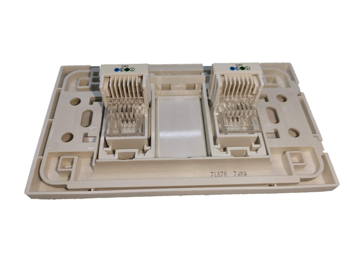 Royu Telephone Outlet 2 Gang electrical circuitry part with dual phone line ports in beige plastic casing