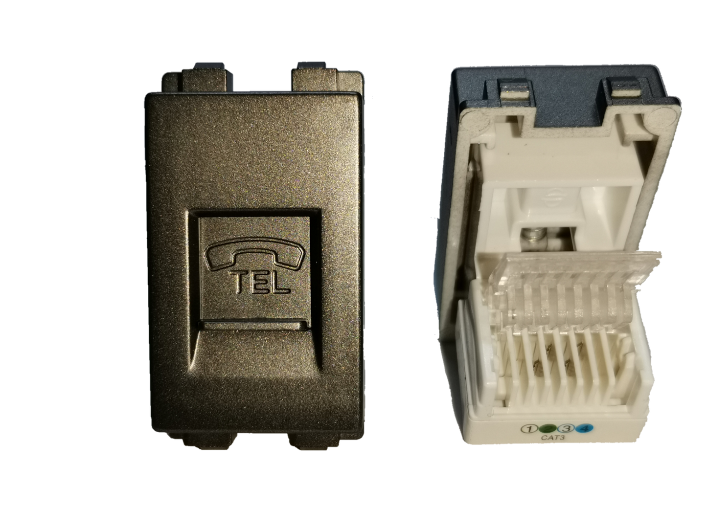 Royu Telephone Outlet Dark Gray with phone icon and RJ11 connector for telephone wiring