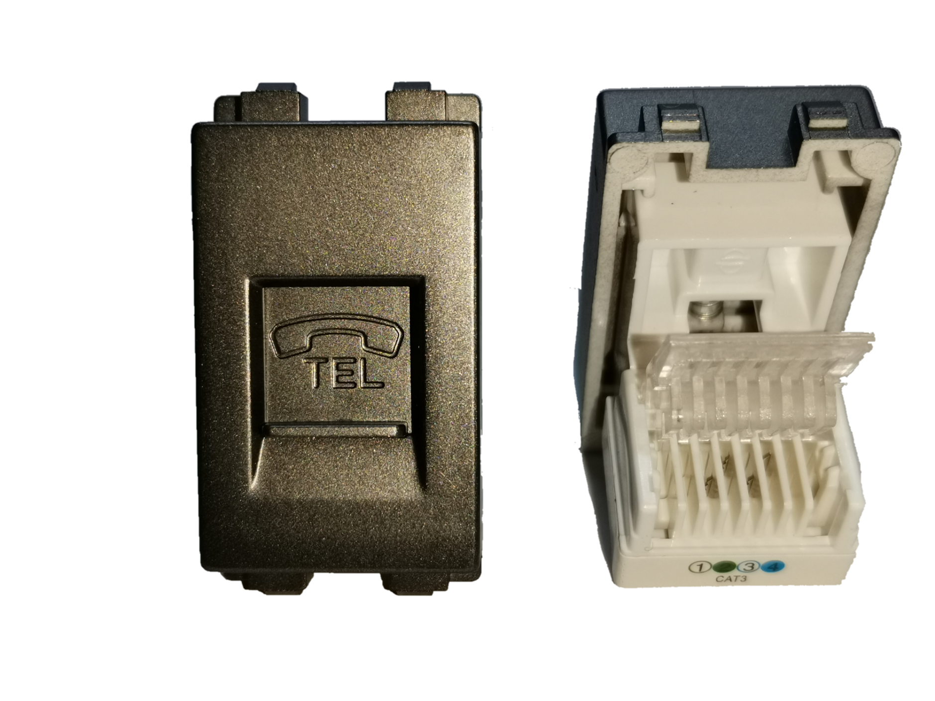 Royu Telephone Outlet Dark Gray with phone icon and RJ11 connector for telephone wiring