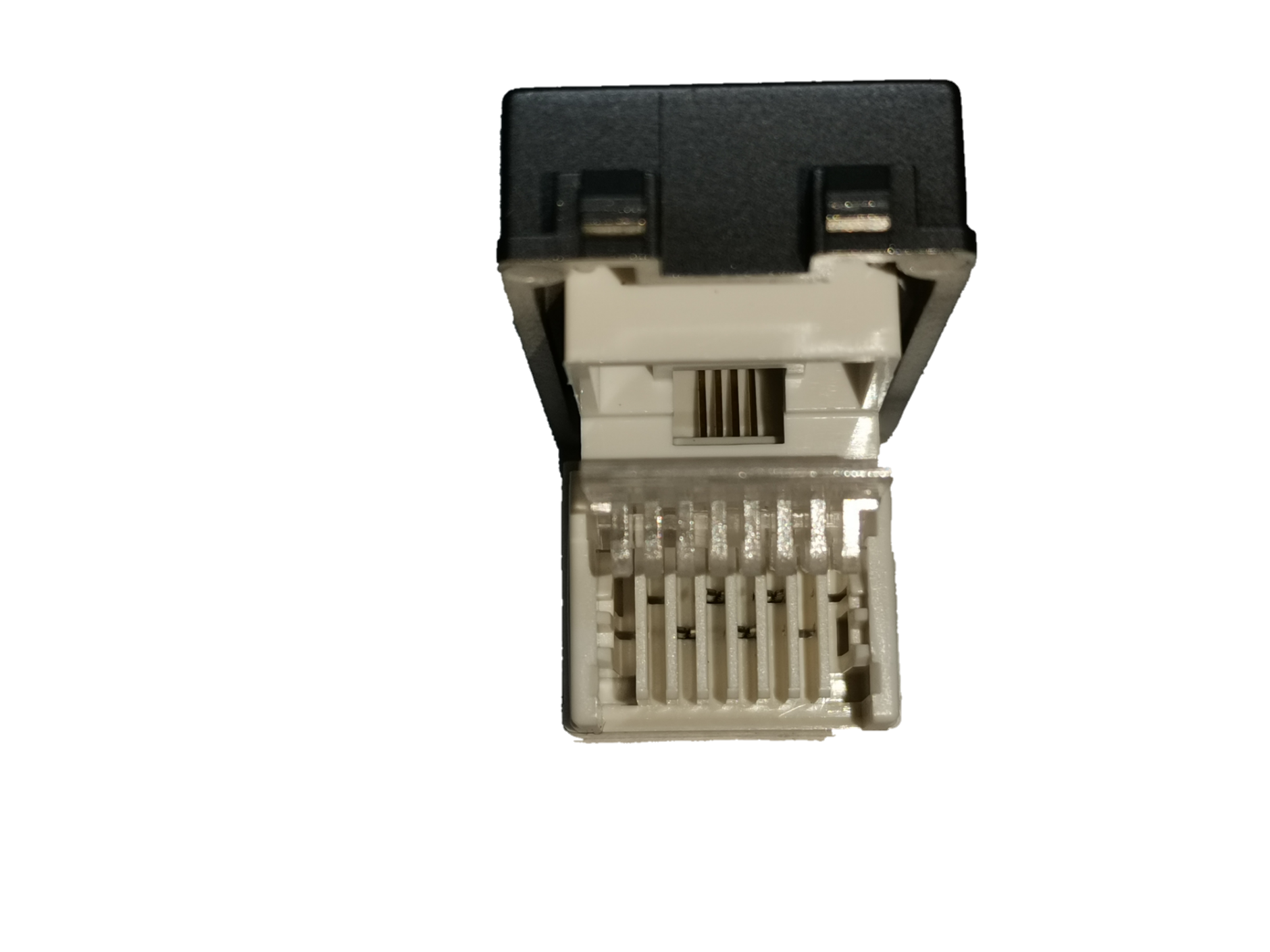 Royu Telephone Outlet Dark Gray with open RJ11 connector for telephone wiring and connections