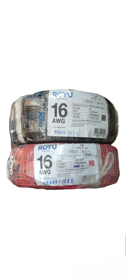 Royu TF Wire 16 1.25mm 1 Roll 16 AWG electrical wires in black and red colors for wiring and adapters